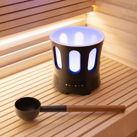 SaunaLife Cubo, Cucharón, Temporizador y Termómetro | Paquete de accesorios para sauna