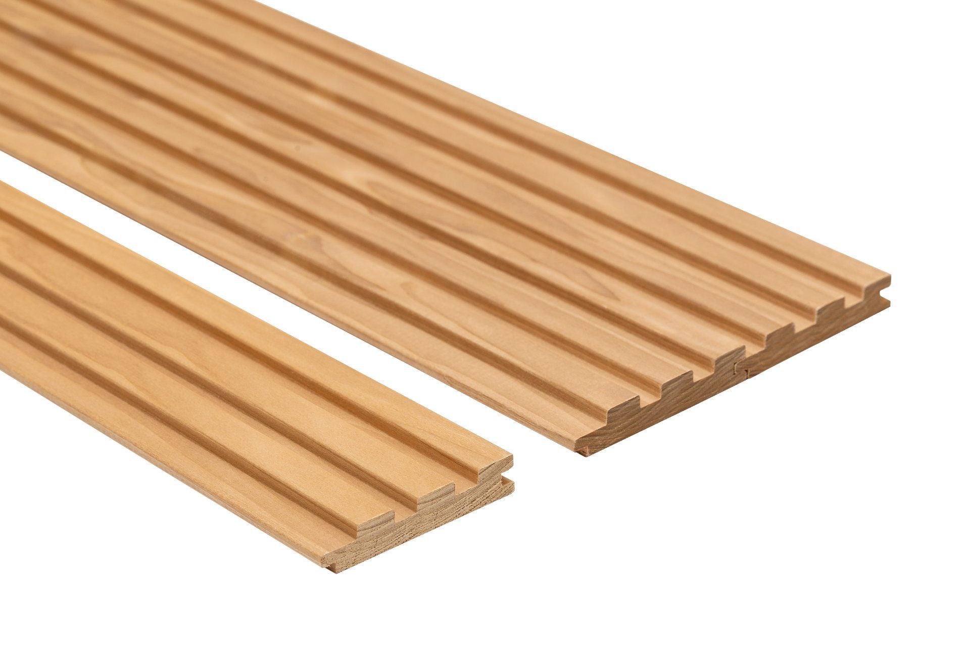 Revestimiento de pared con huecos de níquel Thermo-Aspen de Prosaunas Sauna Wood, 1" x 4" | WOOD665