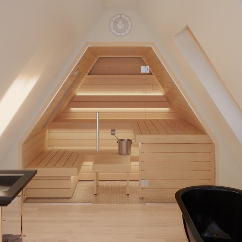 Triangular Custom Sauna in Attic