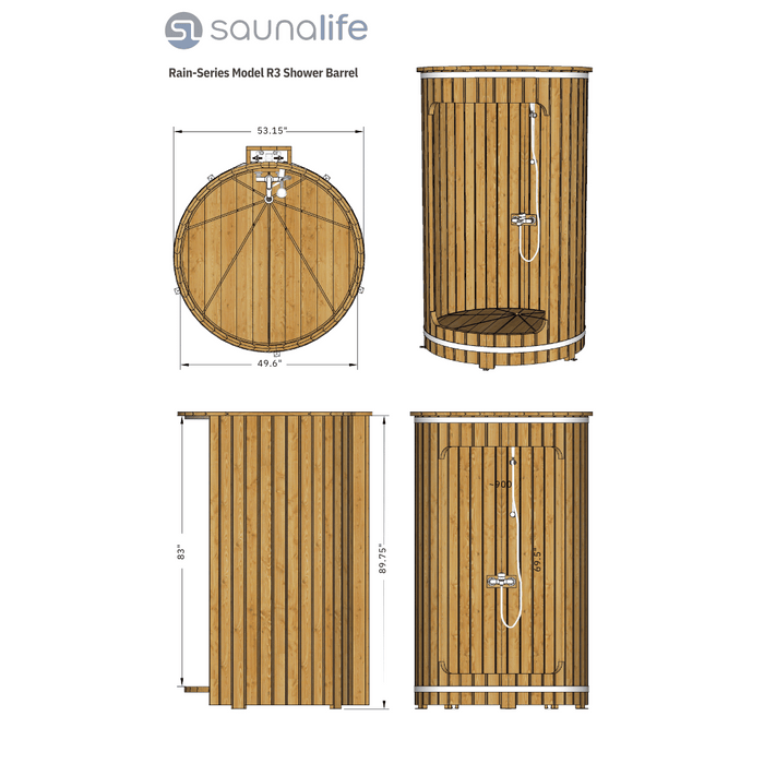 Ducha de barril SaunaLife | Modelo R3