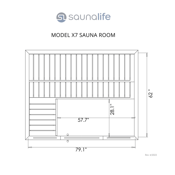 SaunaLife 4-6 人传统室内桑拿房 | 型号 X7