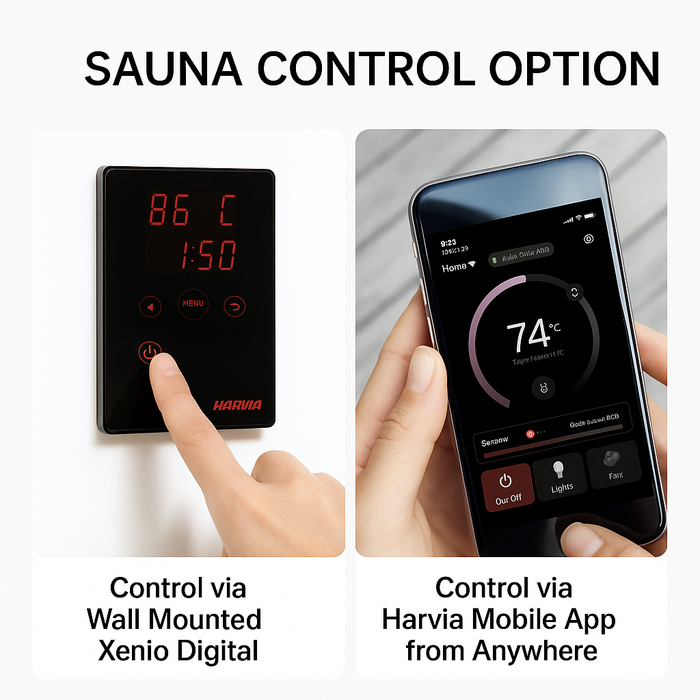 Harvia Cilindro Half Series 240V Electric Heater Package w/ Digital Controller and Wifi and Stones