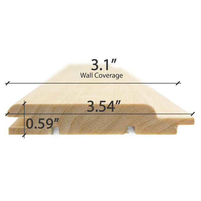 Prosaunas 桑拿木，白杨木中间隙墙面覆盖层，1 英寸 x 4 英寸 | WOOD658