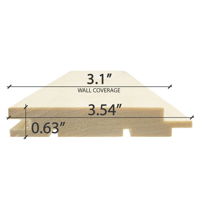 Prosaunas Sauna Wood, Aspen Nickel Gap Wall Cladding, 1"x4" | WOOD659