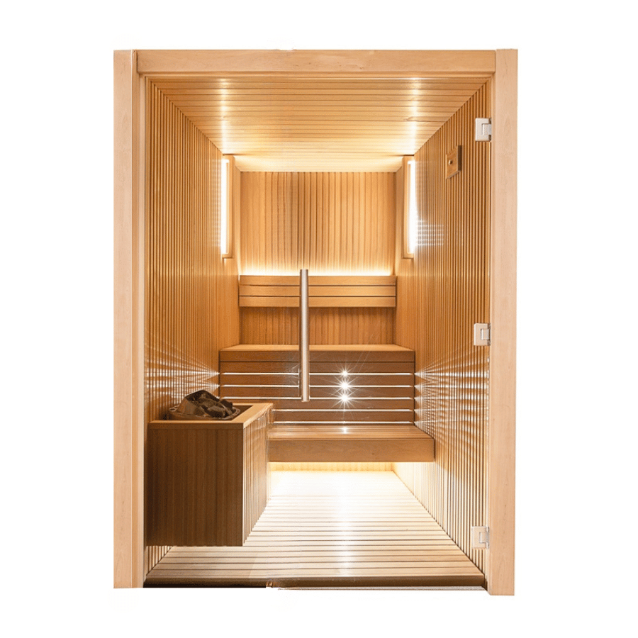 Sauna tradicional interior Auroom Libera Glass para 2 personas