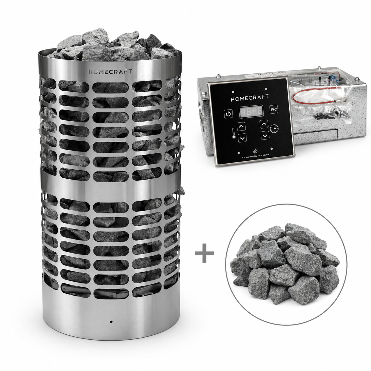 Homecraft Apex 10/12/15/18kW 240V/208V Electric Heater Package w/ Touchpad Control, Contactor and Stones