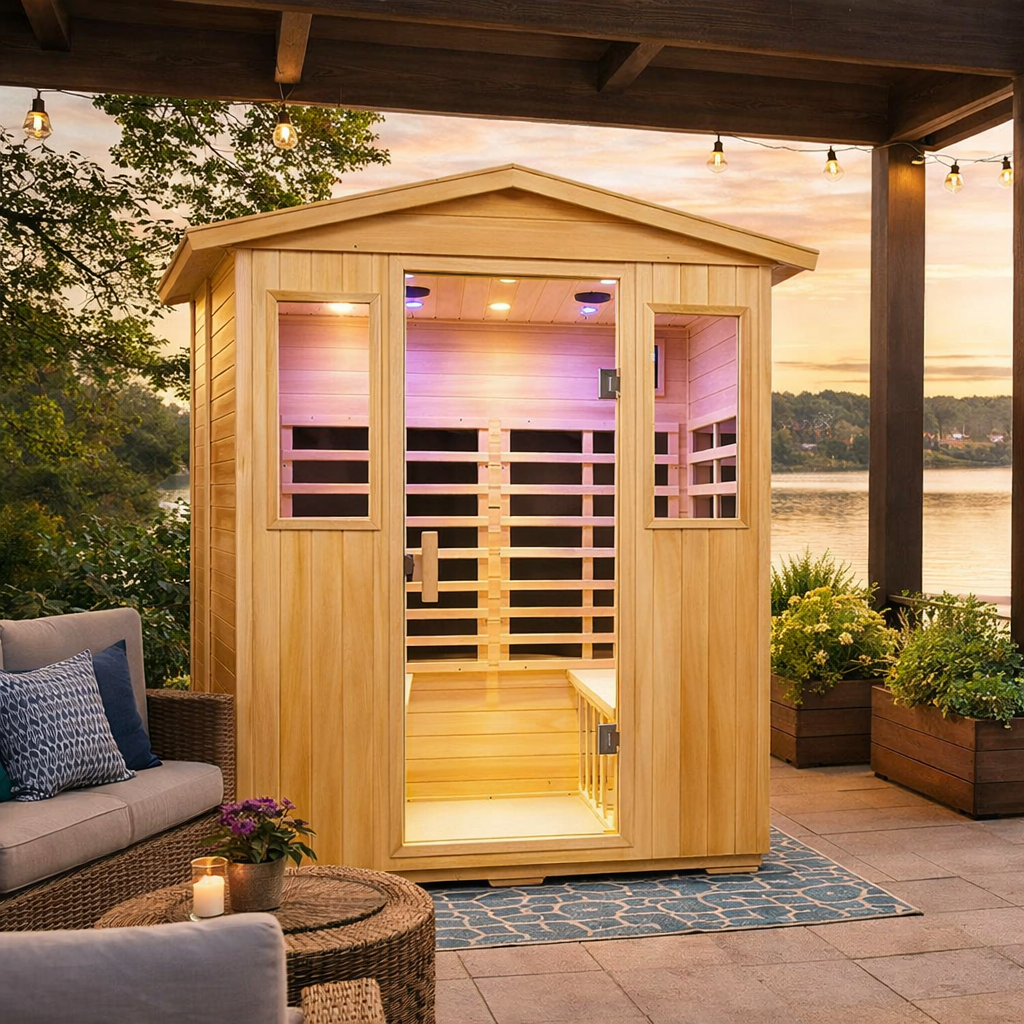 Wizzisaunas VB04 4-Person Outdoor Infrared Sauna (120V)