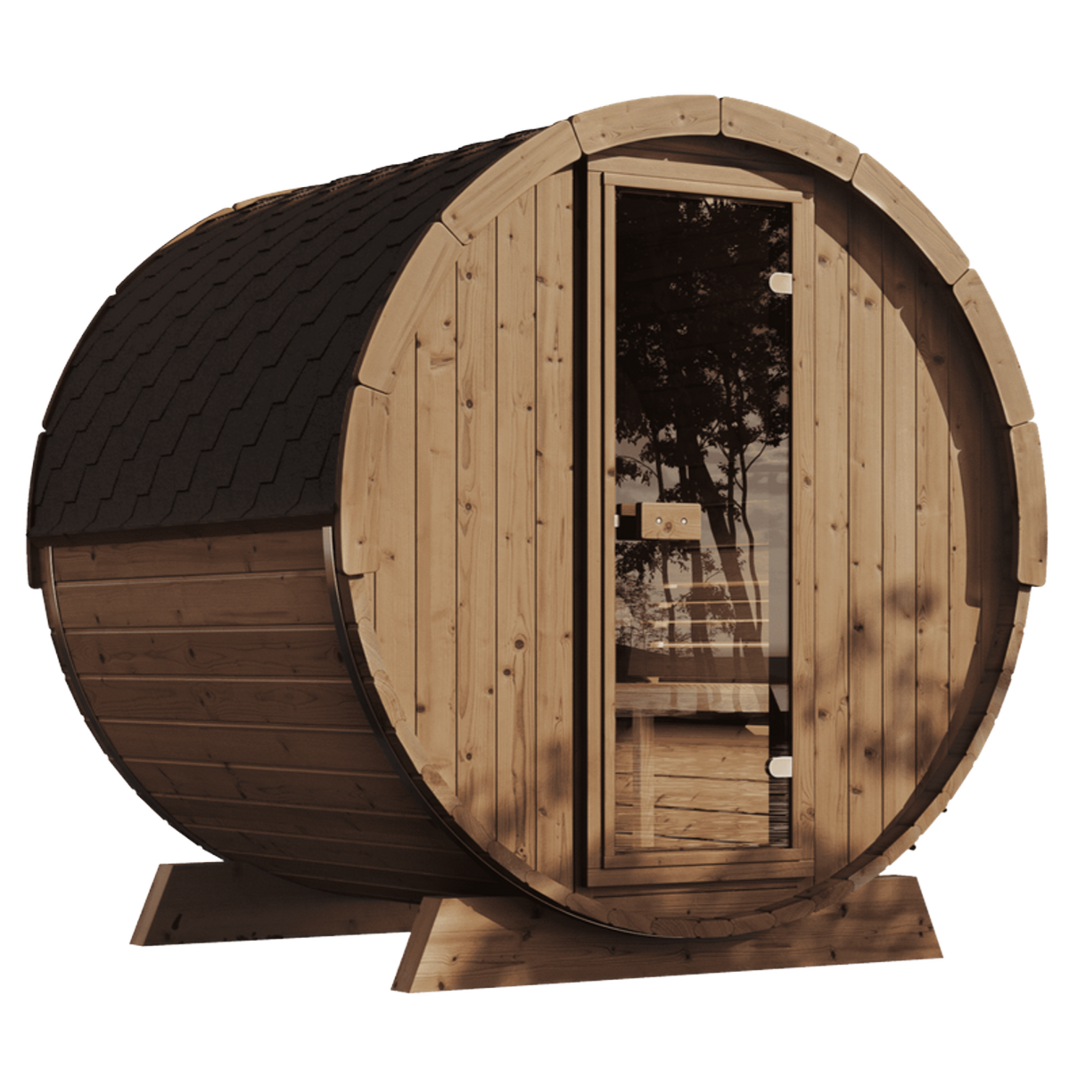 SaunaLife 6 Person 7' Long Outdoor Traditional Barrel Sauna | Ergo Model E8