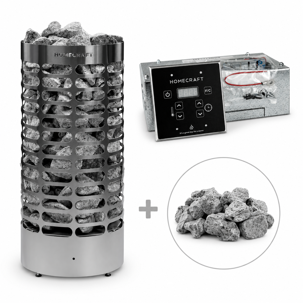 Homecraft Apex Mini 6/7.5/9kW 240V/208V Electric Heater Package w/ Touchpad Control, Contactor and Stones