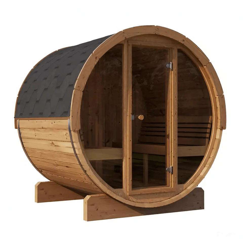 SaunaLife Sauna de barril de 6' de largo para 4 personas | Modelo ergonómico E7