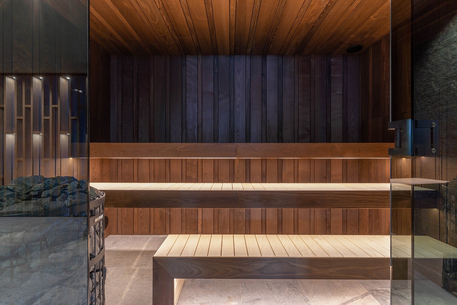 Thermory Dark Thermo-Alder Nickel Gap Sauna Wall Cladding – 1″×5″ - image 7