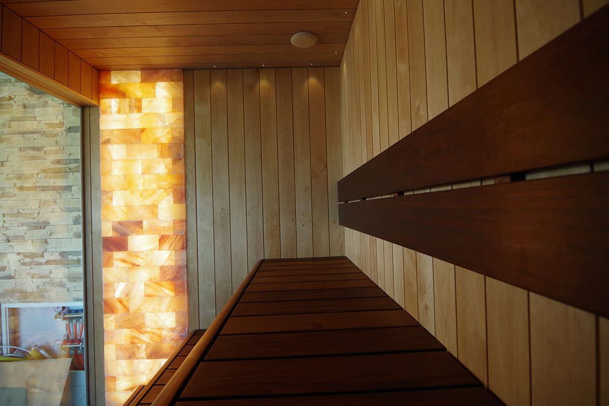 Thermory Dark Thermo-Alder Nickel Gap Sauna Wall Cladding – 1″×5″ - bench