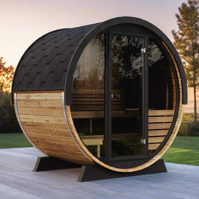 Sauna Life, sauna de barril de 1,65 m de largo para 4 personas | Modelo Ergo EE6G