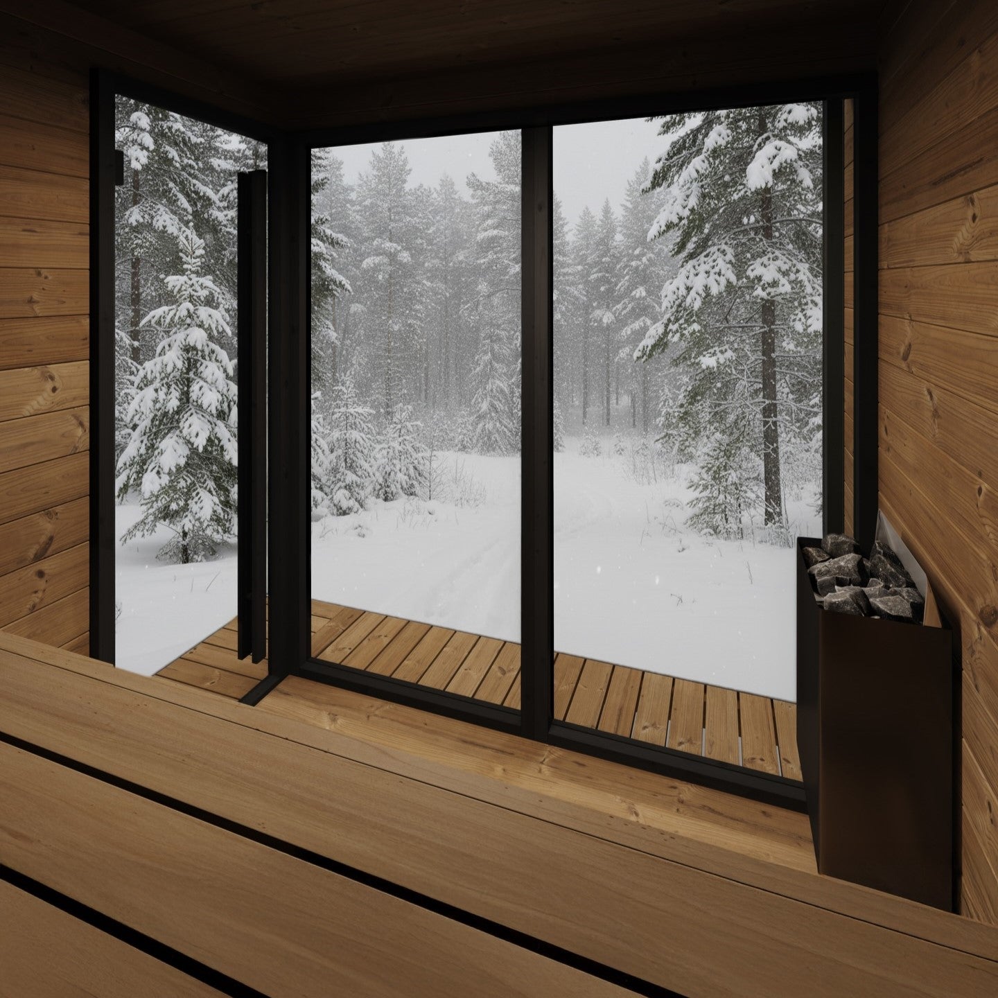 SaunaLife 6 Person Glass Corner Outdoor Traditional Sauna - image 8