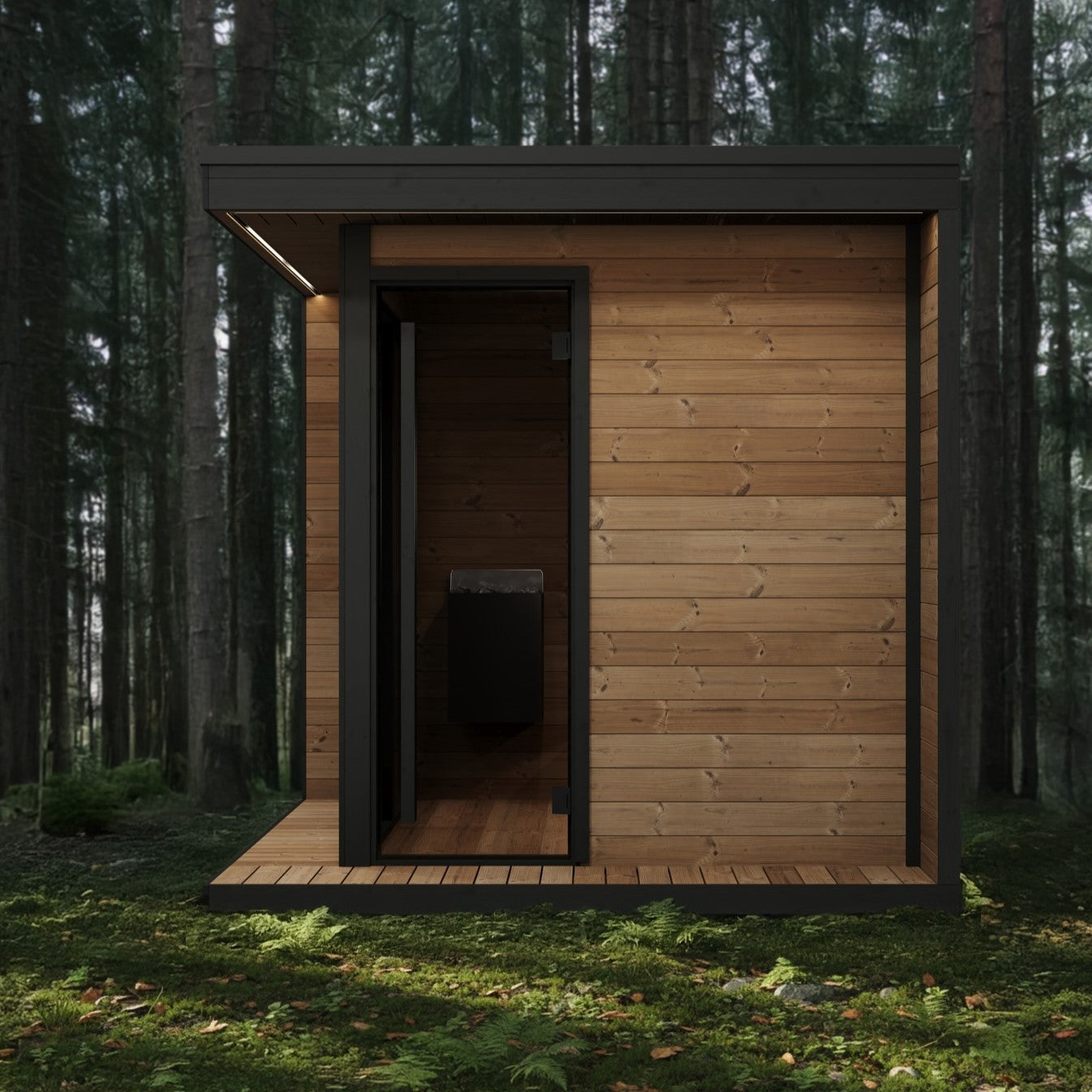 SaunaLife 6 Person Glass Corner Outdoor Traditional Sauna - image 10