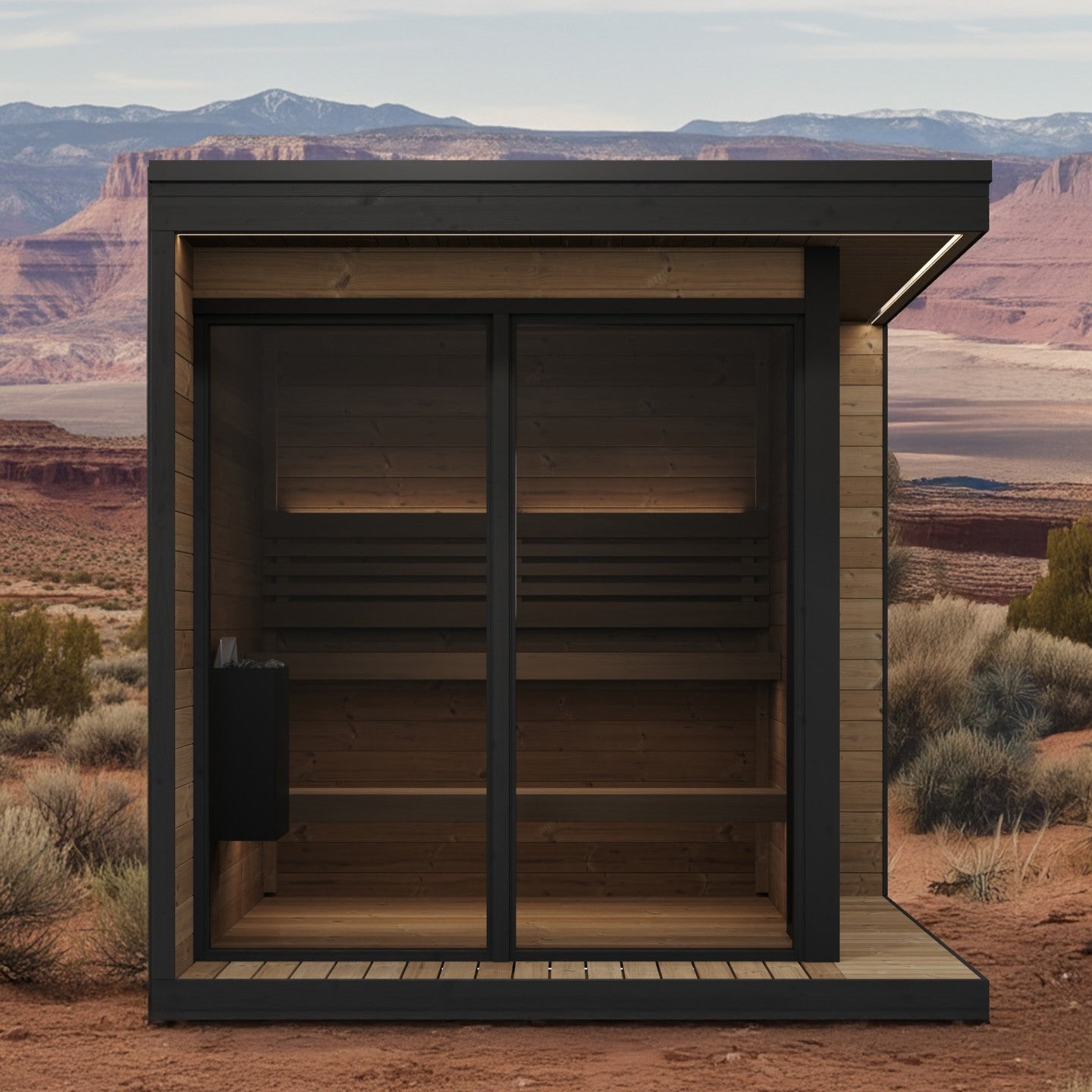 SaunaLife 6 Person Glass Corner Outdoor Traditional Sauna - image 11
