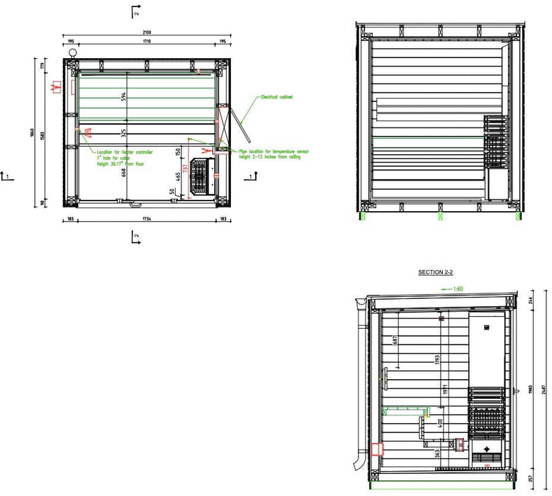 Saunum Classic Mini 3 人户外传统桑拿房