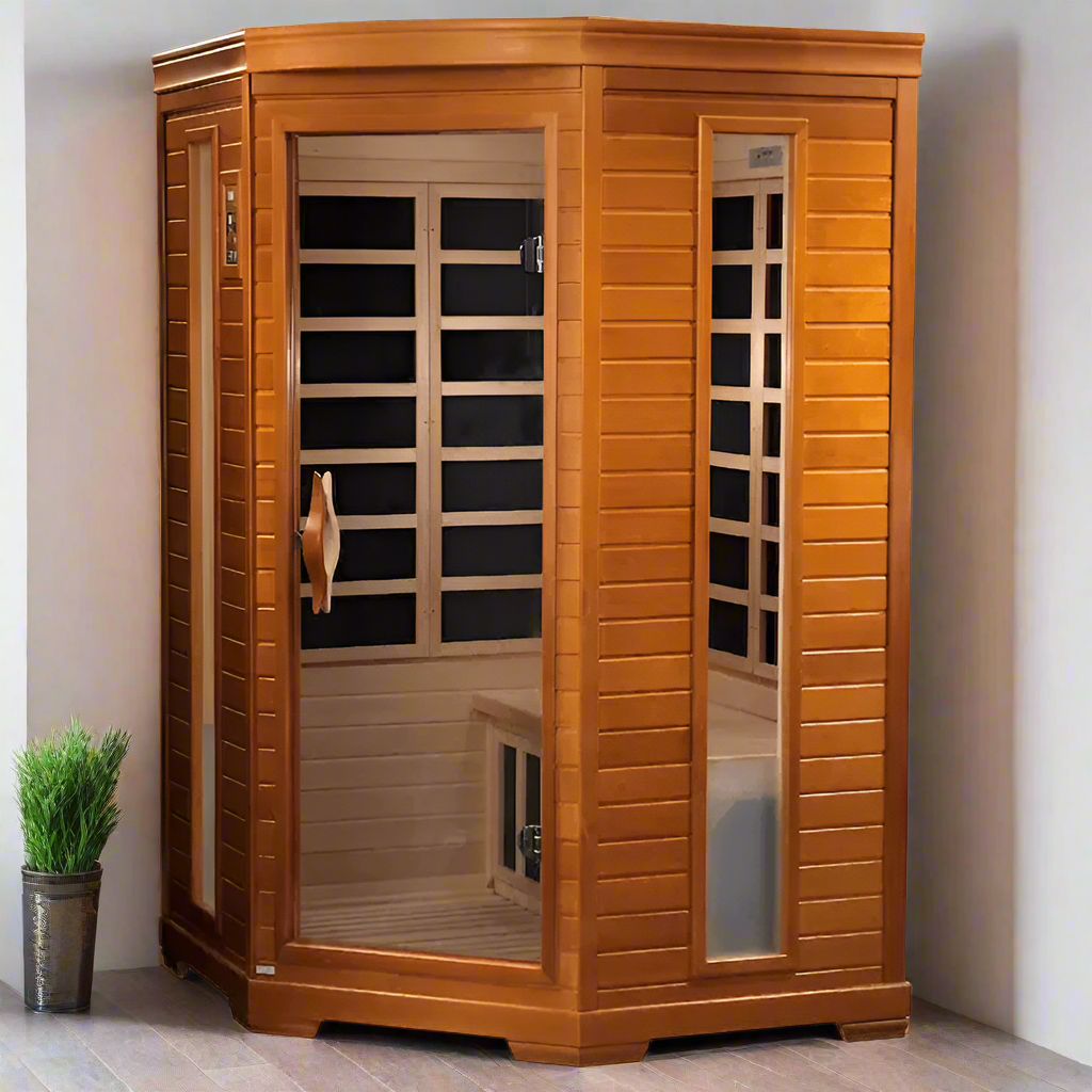 Sauna de infrarrojos dinámicos Heming Elite de esquina para 2 personas con CEM ultra bajo FAR | DYN-6225-02 Élite