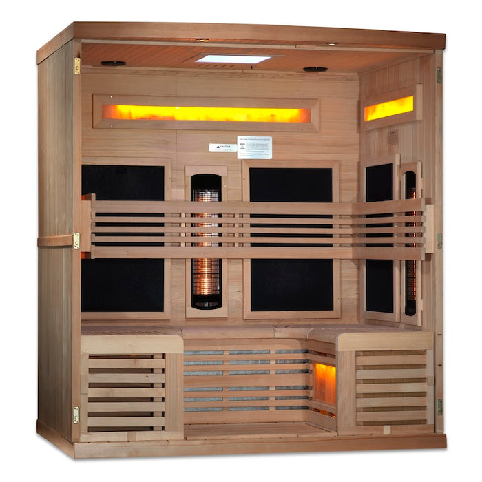 Golden Designs 6-Person Full Spectrum Near Zero EMF FAR Infrared Sauna + Red Light Therapy | GDI-8260-01