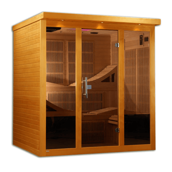 Dynamic Monaco 6-person Ultra Low EMF FAR Infrared Sauna + Red Light Therapy | DYN-6996-01